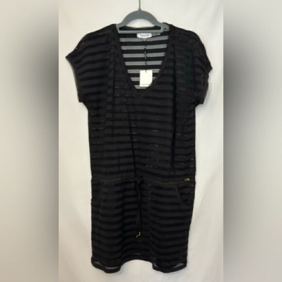 Calvin Klein NWT black drawstring waist pocketed beach cover up Size S/M - Picture 1 of 8